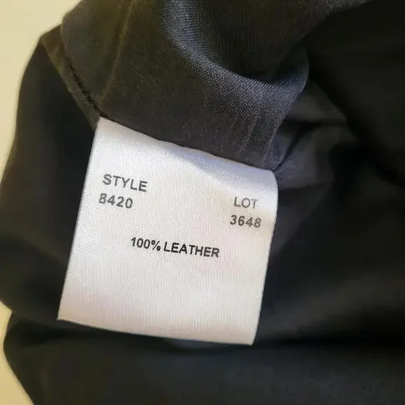 Margaret Godfrey women's black leather pants sz8 W16.5 zipper 2 hook closure - Picture 8 of 12